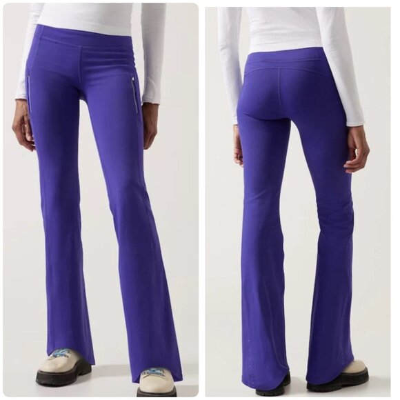 Athleta Rainier Bootcut Pants Women Medium Purple High Rise Flare Hiking Workout - Picture 1 of 15